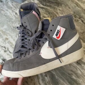 Nike Gray and White High-Top Sneakers